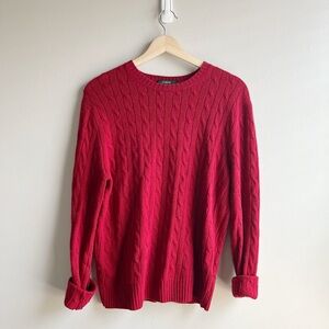 J Crew Vintage Red Wool Cashmere Blend Cable Knit Sweater Size Small